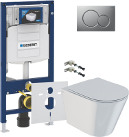 Комплект Унитаз подвесной IDDIS Calipso + Крепления Geberit Duofix 111.815.00.1 к стене + Звукоизоляция + Инсталляция UP 320 111.300.00.5 + Кнопка Sigma 01 115.770.JQ.5 лакированная, матовый хром