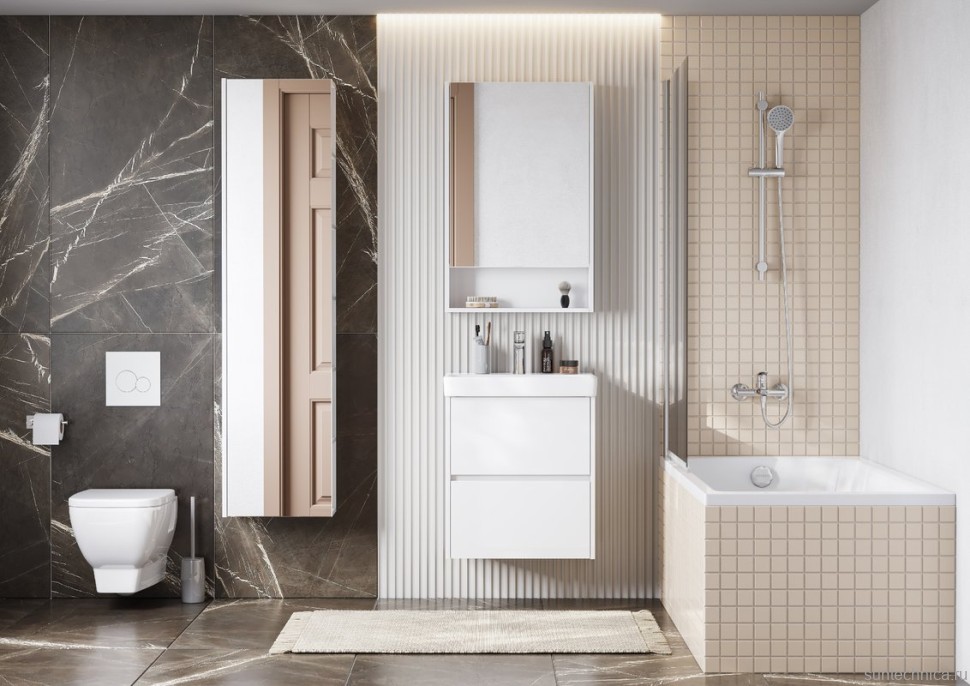 Мебель для ванной комнаты AQUATON Сканди 55 белый глянец, белый матовый