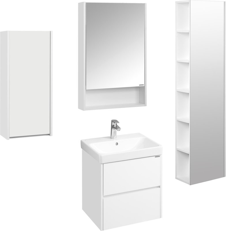 Мебель для ванной комнаты AQUATON Сканди 55 белый глянец, белый матовый