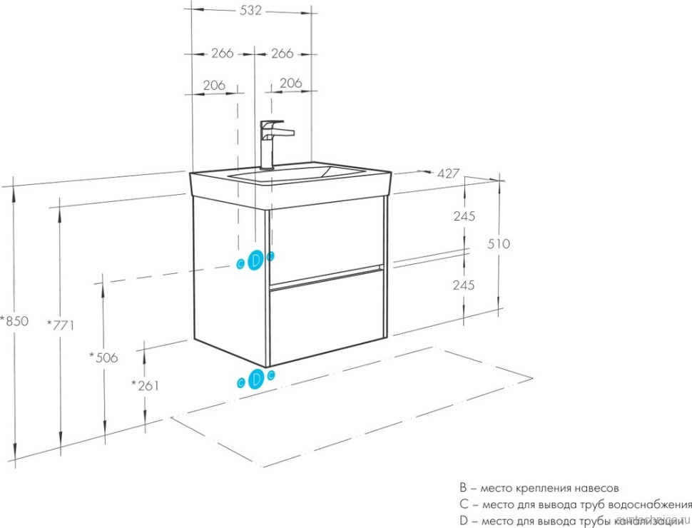 Мебель для ванной комнаты AQUATON Сканди 55 белый глянец, белый матовый