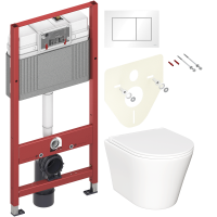Комплект Унитаз подвесной Ceramicanova Forma CN3011 с микролифтом + Инсталляция TECE Base 9400413 4 в 1 с кнопкой смыва
