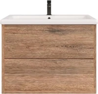 Тумба с раковиной SanStar Siva 70 подвесная, дуб веллингтон табак, раковина Como