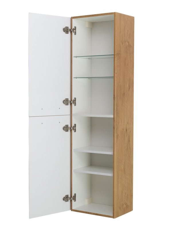 Шкаф-пенал для ванной BelBagno Due 40 подвесной, ручки хром полированный, rovere nature