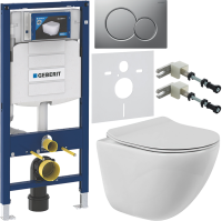 Комплект Унитаз подвесной BelBagno Amanda BB051CHR безободковый + Крышка BB2034SC с микролифтом + Инсталляция Geberit Duofix UP 320 111.300.00.5 + Кнопка Sigma 01 115.770.JQ.5 лакированная, матовый хром + Крепления 111.815.00.1 к стене + Звукоизоляция