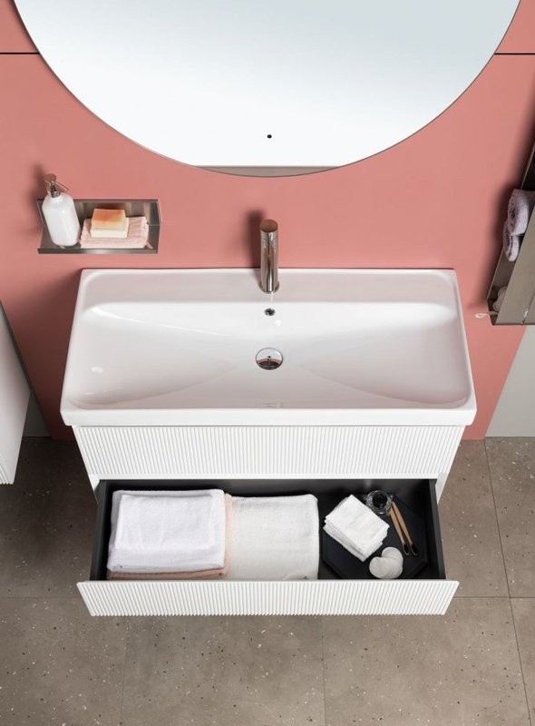 Тумба под раковину без столешницы Aquanet Альтера 100 подвесная, белая матовая