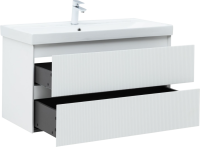 Тумба под раковину без столешницы Aquanet Альтера 100 подвесная, белая матовая