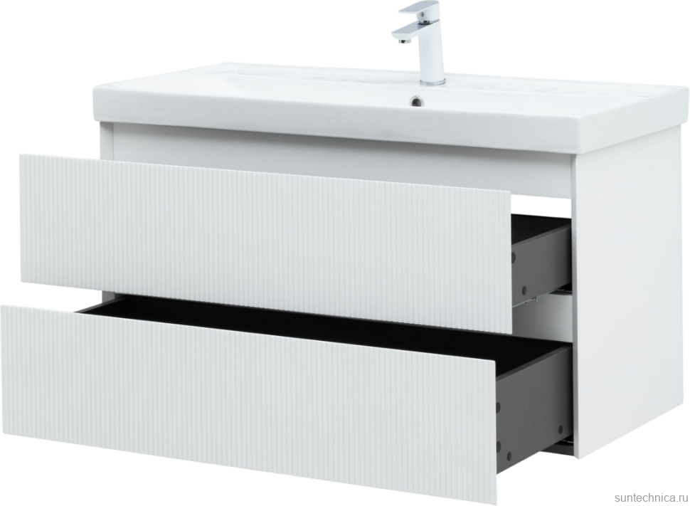 Тумба под раковину без столешницы Aquanet Альтера 100 подвесная, белая матовая