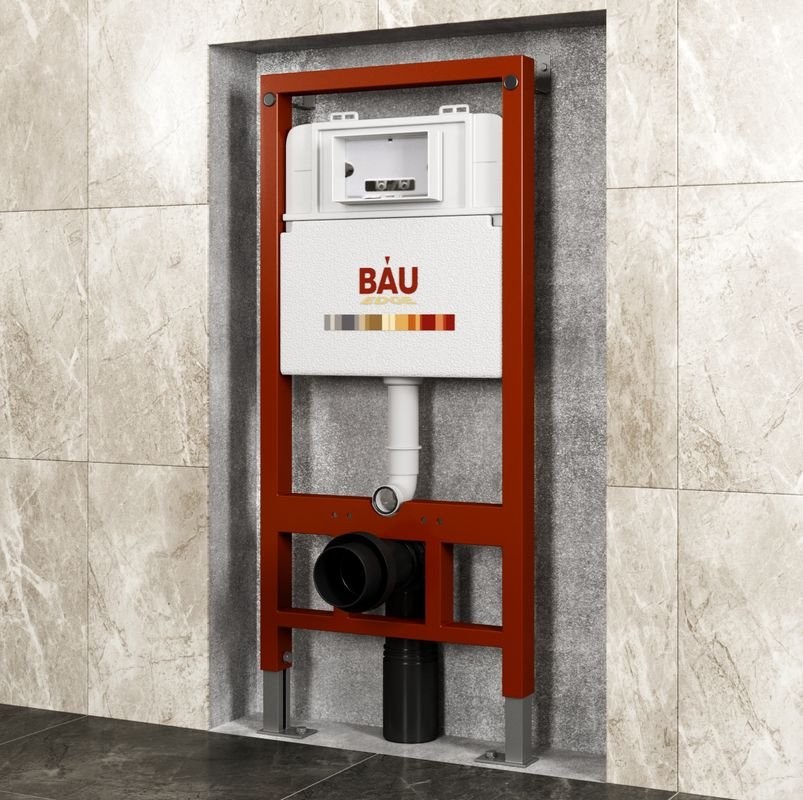 Комплект Унитаз подвесной Bauedge Bau Dream безободковый, с микролифтом + Инсталляция Bau Pro + Кнопка Soul, хром