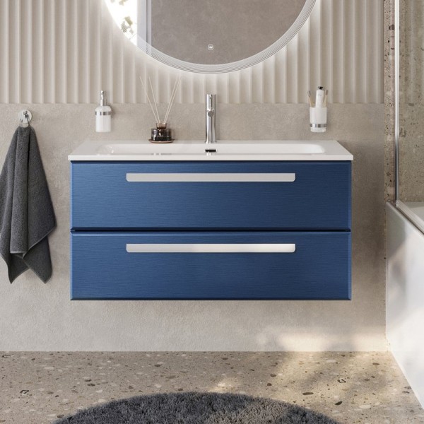 Тумба с раковиной Cezares Eco Cer-N 100 sapfiro, раковина Eco 100, ручки сатин