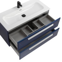 Тумба с раковиной Cezares Eco Cer-N 100 sapfiro, раковина Eco 100, ручки сатин