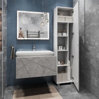Мебель для ванной комнаты Vigo Geometry 80 подвесная, бетон, раковина Como 80