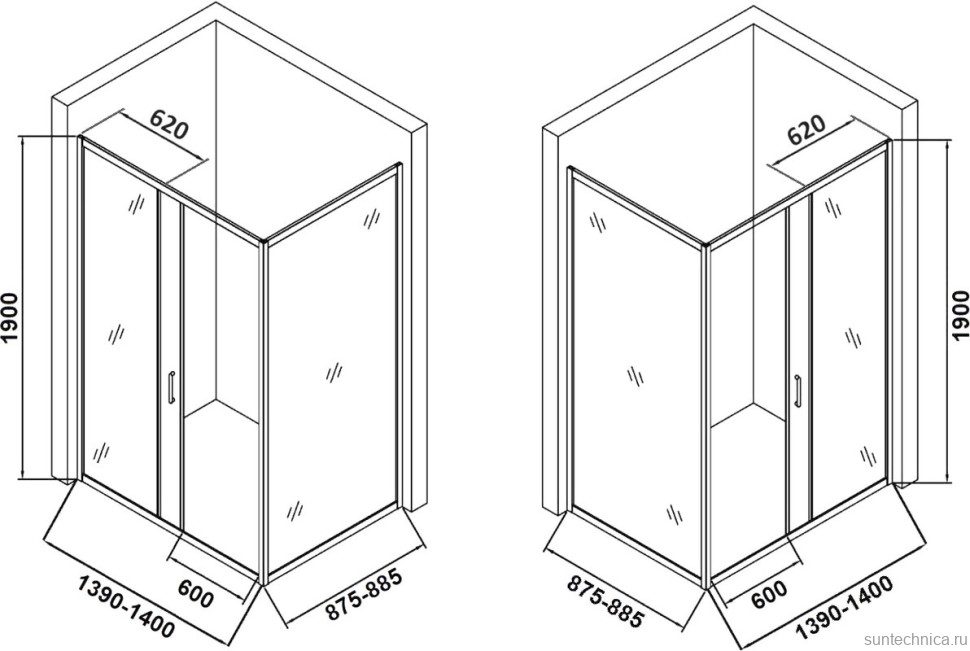 Душевой уголок Orange E23 14090TCR стекло прозрачное, профиль хром