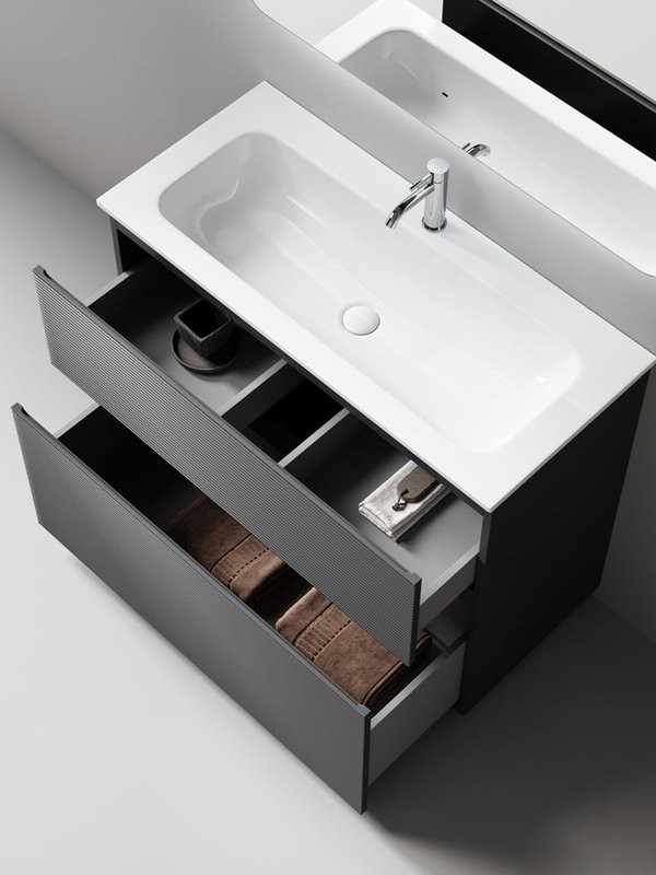 Тумба с раковиной Sancos Folk Floor 100 напольная, grey soft, раковина CN7013