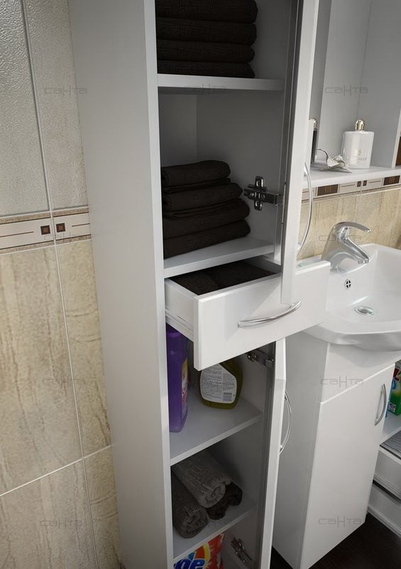 Шкаф пенал для ванной СаНта Стандарт 30 1 ящик