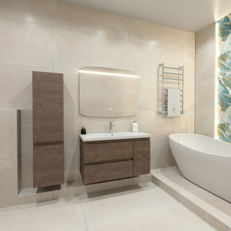 Тумба с раковиной Caprigo Forte 100 R подвесная, шоколадный орех