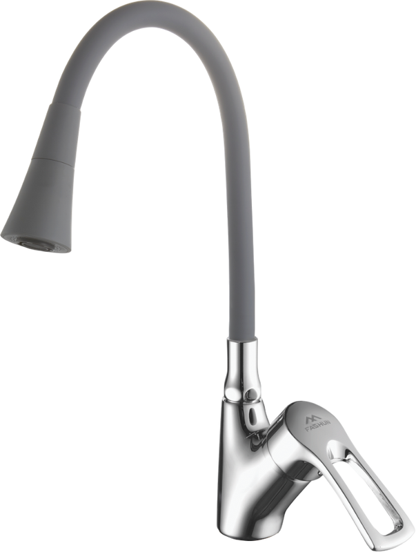 Смеситель для кухни Fashun A4466+A7357 с гибким изливом, хром, серый