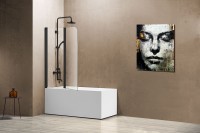 Шторка на ванну Vincea VSB-12114CLB 114 см, профиль черный, стекло прозрачное