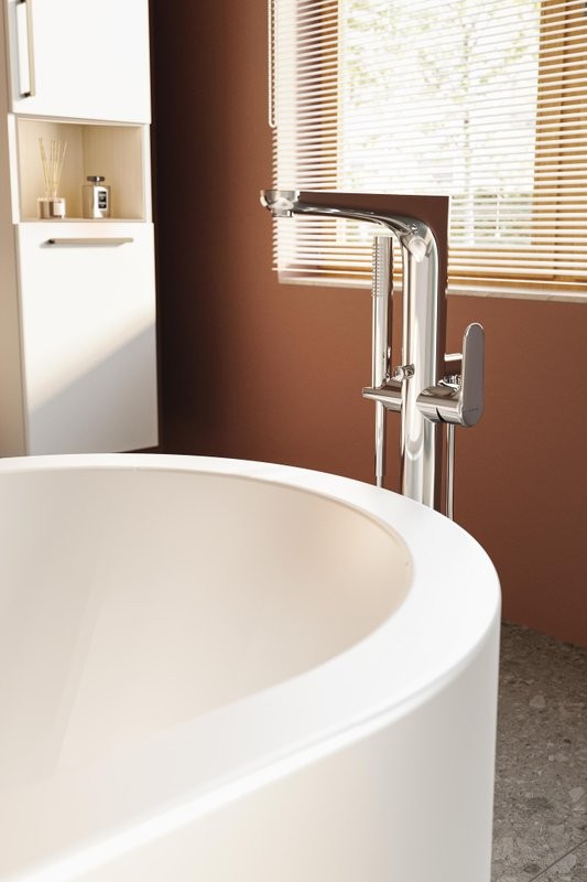 Напольный смеситель для ванны с душем VitrA Root Round A42741EXP С ВНУТРЕННЕЙ ЧАСТЬЮ, хром
