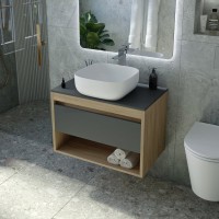 Тумба с раковиной Teymi Ritta 65 дуб эврика, матовый графит, раковина Solli 41