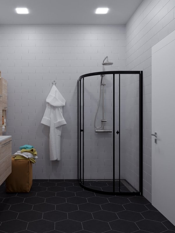 Душевой уголок Triton Альфа-Блэк Щ0000077856 80x80 см, профиль черный матовый