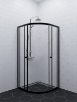 Душевой уголок Triton Альфа-Блэк Щ0000077856 80x80 см, профиль черный матовый