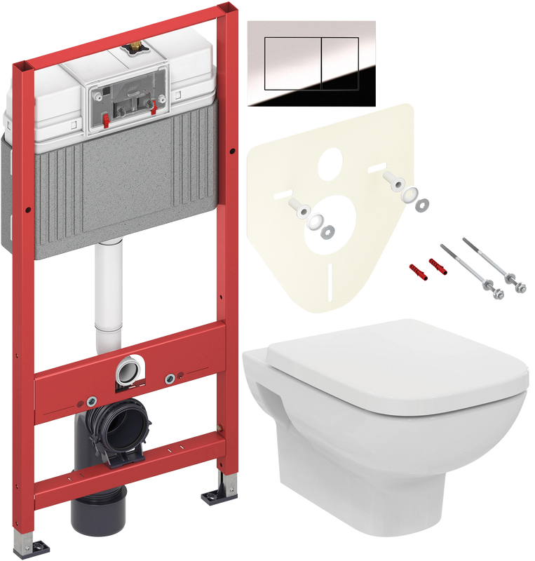 Комплект Унитаз подвесной Ideal Standard I.life A + Крышка T453101 белая + Инсталляция TECE Now 9400412 4 в 1 с кнопкой смыва