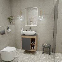 Тумба с раковиной Teymi Nura 60 дуб эврика, матовый графит, раковина Ellie 60