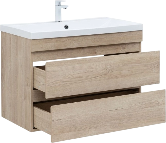 Тумба под раковину без столешницы Aquanet Нота new 90 подвесная, дуб светлый