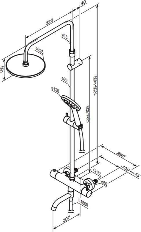 Душевая стойка Damixa Jupiter 977810300 черная матовая