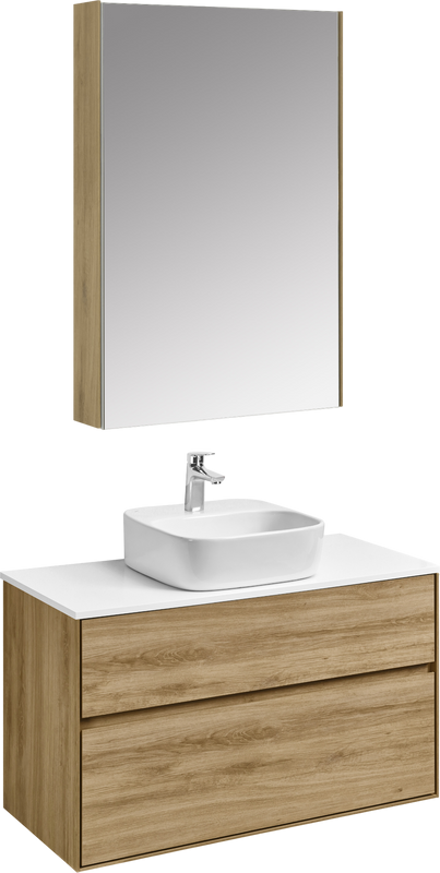 Мебель для ванной комнаты AQUATON Либерти 100 со столешницей белый глянец, раковина Одри 42