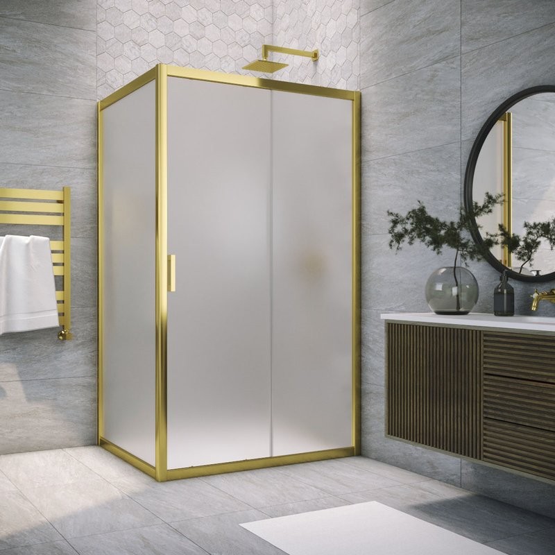 Душевой уголок Vegas Glass ZP+ZPV Tur Novo h1900 120*70 09 10 профиль золото, стекло сатин