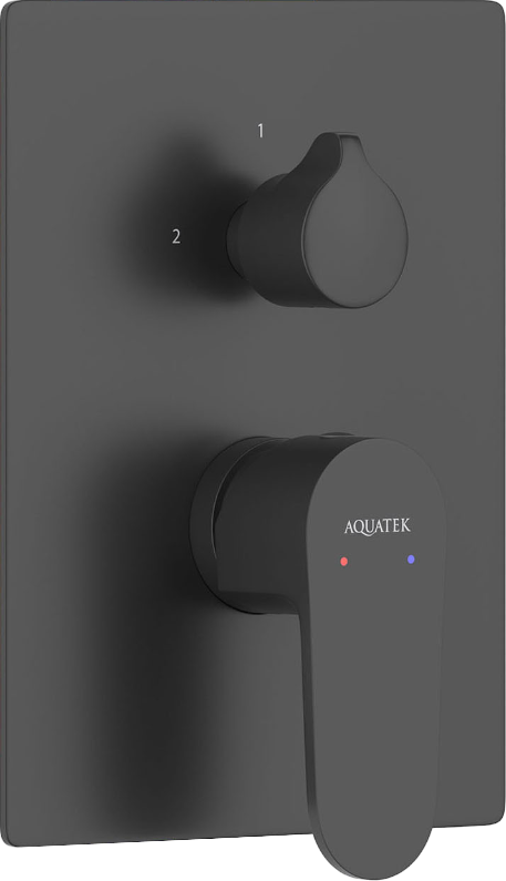 Встраиваемый смеситель для душа и ванны AQUATEK Оберон AQ1247MB С ВНУТРЕННЕЙ ЧАСТЬЮ, 3 режима, матовый черный