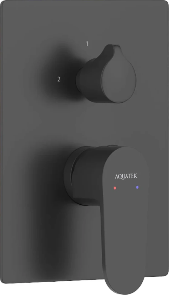Встраиваемый смеситель для душа и ванны AQUATEK Оберон AQ1247MB С ВНУТРЕННЕЙ ЧАСТЬЮ, 3 режима, матовый черный