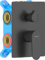 Встраиваемый смеситель для душа и ванны AQUATEK Оберон AQ1247MB С ВНУТРЕННЕЙ ЧАСТЬЮ, 3 режима, матовый черный