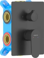 Встраиваемый смеситель для душа и ванны AQUATEK Оберон AQ1247MB С ВНУТРЕННЕЙ ЧАСТЬЮ, 3 режима, матовый черный