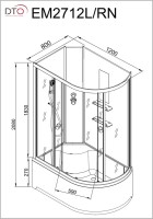 Душевая кабина DTO D EM2712LN профиль хром, стекло матовое с узором