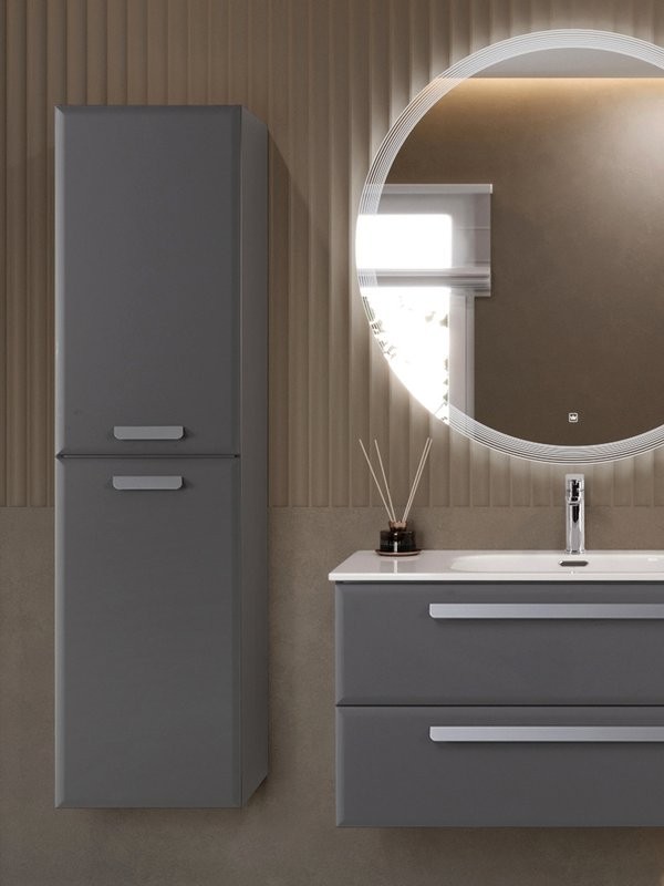 Шкаф-пенал для ванной Cezares Eco-Cer-N 40 универсальный темно-серый матовый, ручки серые