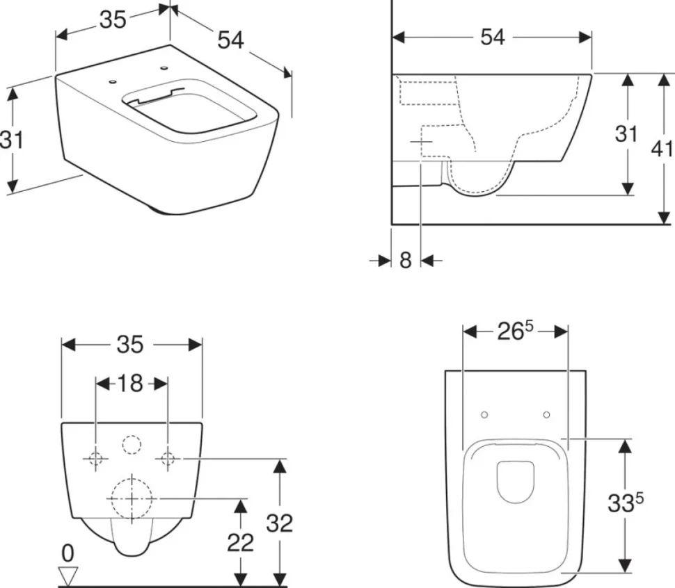 Комплект Унитаз подвесной Geberit iCon Square 201950000 + Крышка Square 571910000 + Инсталляция Duofix Delta 458.149.21.1 с кнопкой смыва, хром + Звукоизоляция