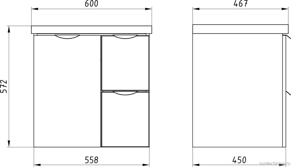 Тумба с раковиной ASB-Mebel Лавре 60 дуб бардолино, белый