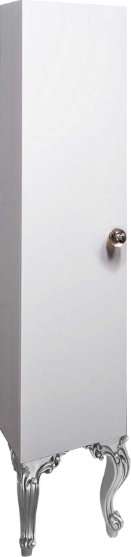 Шкаф-пенал для ванной Armadi Art NeoArt белый с ручкой Flora хром, с ножками