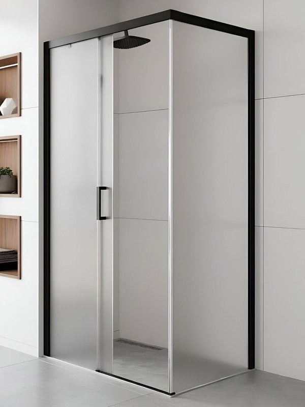 Душевой уголок Ceruttispa Vito 110BF L 80х110, профиль черный, стекло матовое