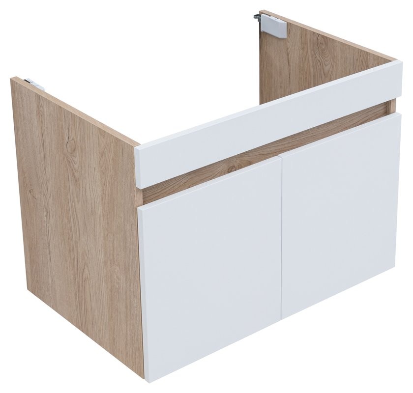 Тумба под раковину без столешницы Aquanet Оптима 80 подвесная, дуб светлый, белый сатин