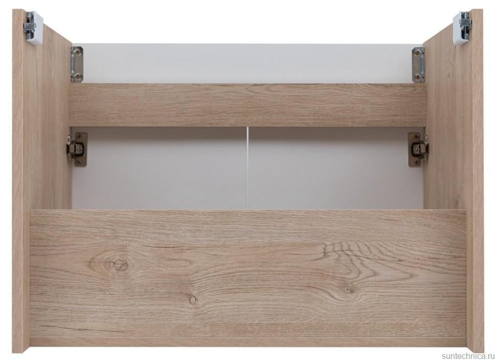 Тумба под раковину без столешницы Aquanet Оптима 80 подвесная, дуб светлый, белый сатин