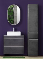 Шкаф пенал для ванной Style Line Атлантика Люкс Plus 35 с бельевой корзиной, бетон темный