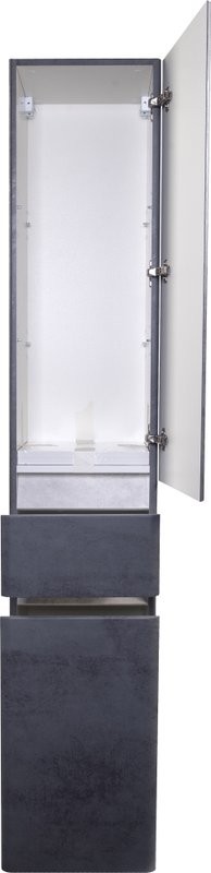 Шкаф пенал для ванной Style Line Атлантика Люкс Plus 35 с бельевой корзиной, бетон темный