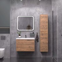 Тумба под раковину без столешницы SanStar Siva 70 подвесная, дуб веллингтон табак