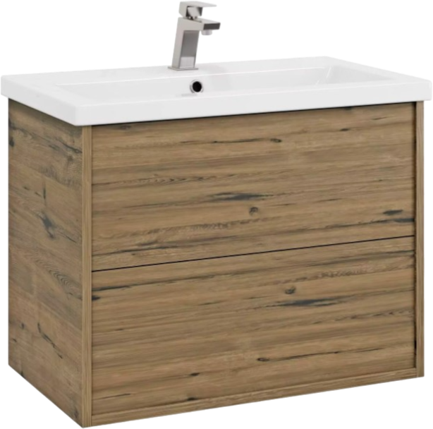 Тумба под раковину без столешницы SanStar Siva 70 подвесная, дуб веллингтон табак