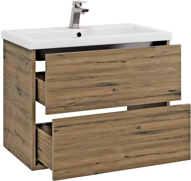 Тумба под раковину без столешницы SanStar Siva 70 подвесная, дуб веллингтон табак