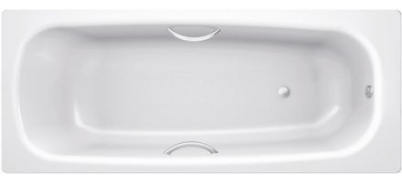 Стальная ванна BLB Universal B50H handles 150x70 см, пристенная, на ножках APMSTDBL1, с ручками, с шумоизоляцией