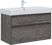 Тумба с раковиной Aquanet Nova Lite 100 дуб рошелье, 2 ящика